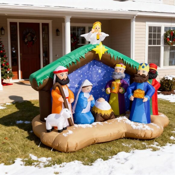 🆕8 FT Christmas Inflatables Nativity 1 Sets Blow Up Yard Outdoor Decorations - Picture 6 of 10